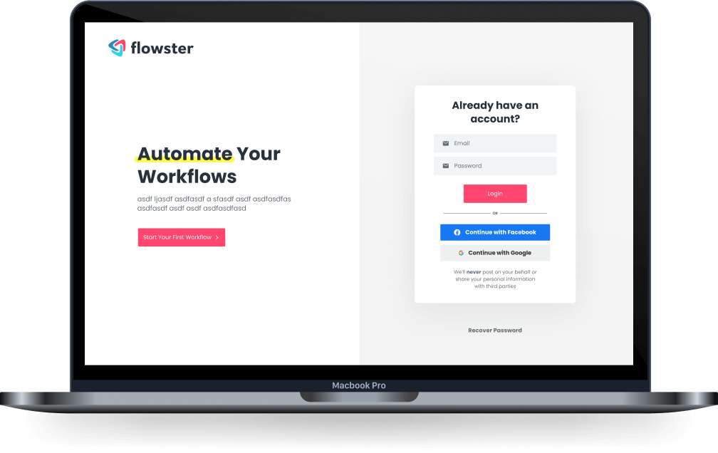 Flowster platform interface