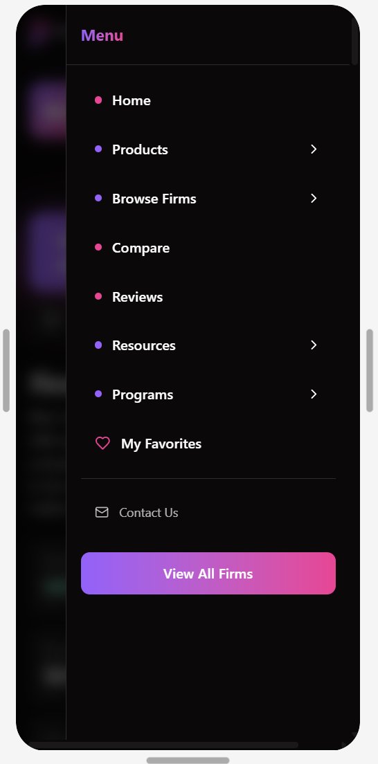 Prototype mobile navigation showing a clean single accordion list.