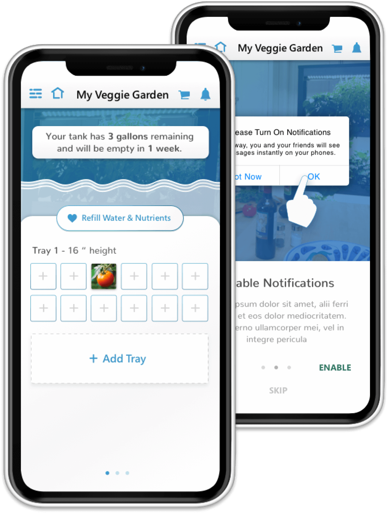 Rise Gardens mobile app interface